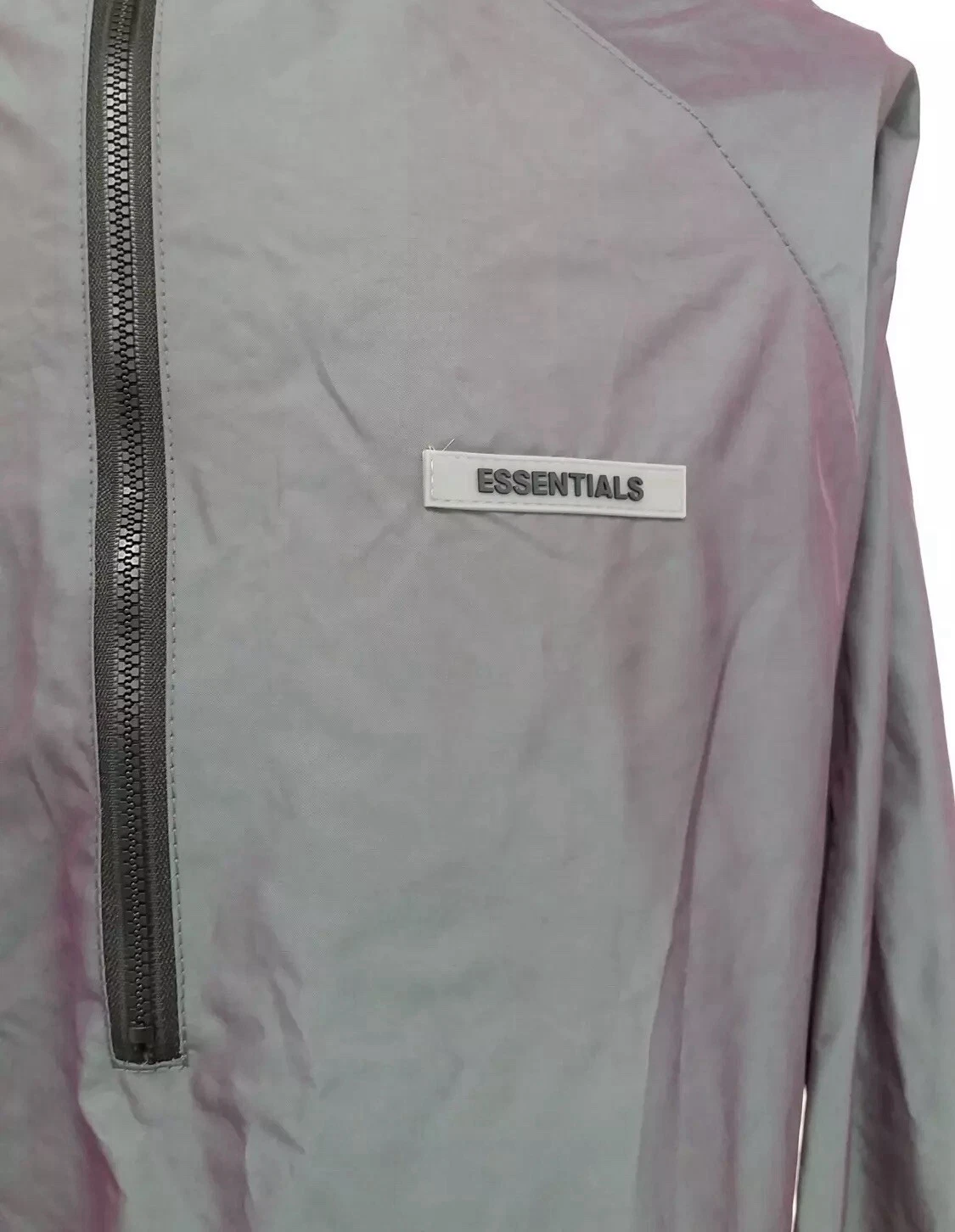 FEAR OF GOD Giacca impermeabile uomo ESSENTIALS PAURA DI DIO UK XL impermeabile metallizzato impermeabile nuovo con etichette