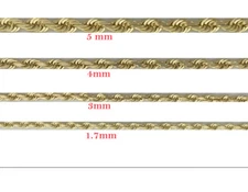 Solid 18K Gold Filled Tarnish-Resistant Italian Rope Chain Necklace 16"~32" inch