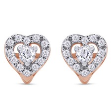 0.25Ct Round 18K Rose Gold Plated Heart Stud Earrings Valentines Day
