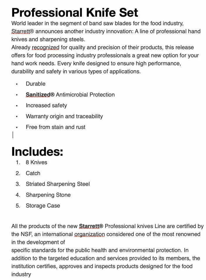 11PC Starrett Professional Butchers Knife Set In Case BKK-11W AU STOCK - image 2 of 4