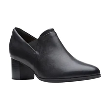 Womens Clarks Loken Way - Black Leather, Size 10 Wide [26174322]