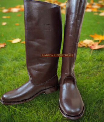 WW2 German Officer Boots Hand Made Genuine Leather Officers boot All Sizes  Brown