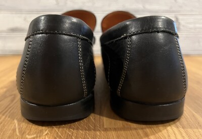 Santoni Austin Black Leather Penny Loafers Mens Size 10 D 