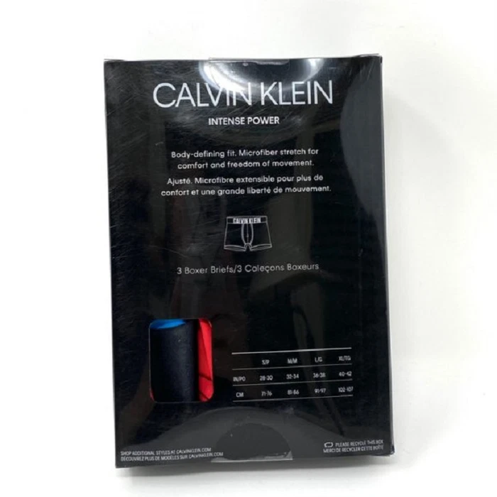 Трусы-боксеры Calvin Klein упаковка 3 шт. из микрофибры синие красные мужские NB2594916 - Изображение 3 из 3