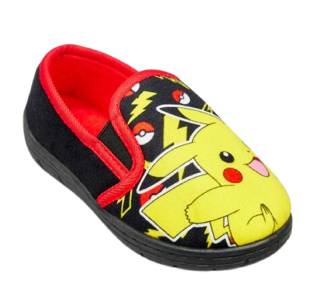 BOYS POKEMON PIKACHU CHARACTER SLIP ON NOVELTY HARD SOLE SLIPPERS UK SIZE  9-3