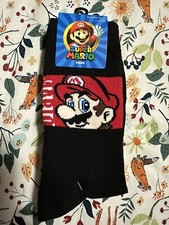 Official Nintendo Super Mario Crew Socks Brand New 2 Pairs 6.5-12