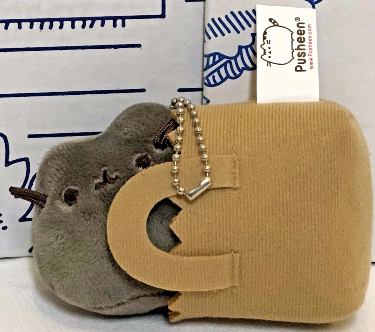 New Pusheen Series 3 PLACES CATS Sits Plush BROWN PAPER BAG Keychain Blind Box C