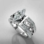 Women 925 Silver Filled Wedding Engagement Ring Marquise Cubic Zircon Sz 6-10