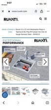 Ruvati RVH8215 15x15 Topmount Stainless Steel Square Sink w/ Accessories