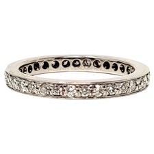 Pav  Diamond Eternity Stacking Band Ring in 14 Karat White Gold