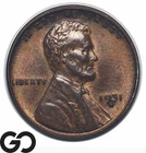 1931-D Lincoln Cent Wheat Penny, Choice Unc+, Some Red