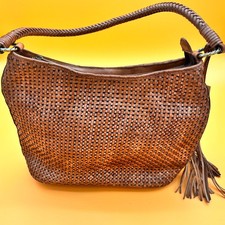 PATRICIA NASH Castelli woven leather shoulder hobo bag BROWN