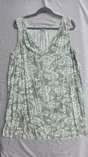 Gap Tank Dress Womens Large Green Floral V Neck Sleeveless Tunic Rayon Jersey