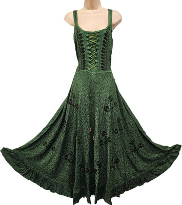 Ärmelloses langes Maxikleid Sommer Bohemian Schnürung Fit Flare One Size 14 16 18