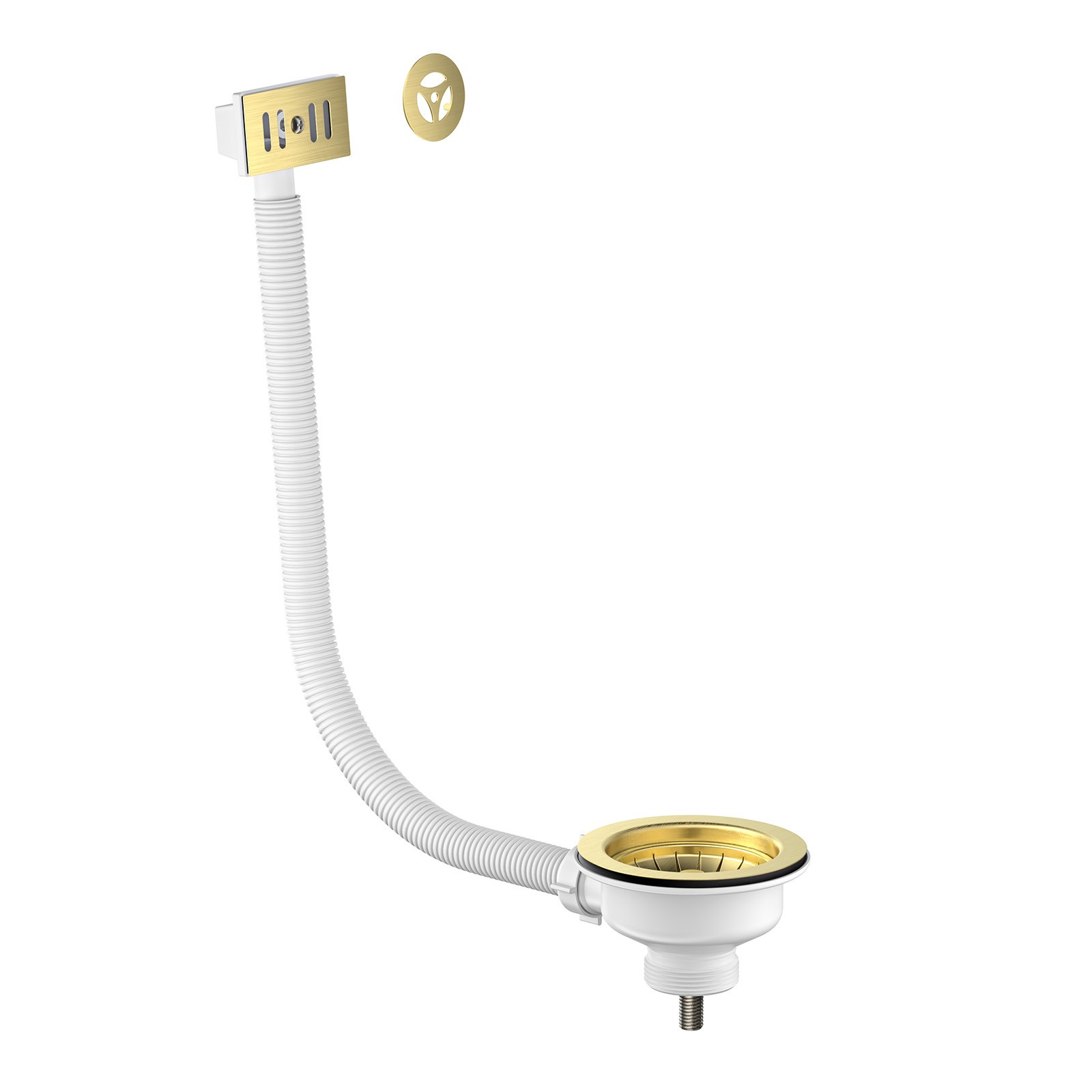 Nes Home Kitchen Basin Waste with Overflow - Brushed Brass - Image 2