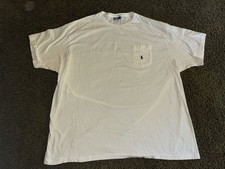 Vintage Polo Ralph Lauren T Shirt Men 2XL XXL White Pocket Pony Logo Made in USA