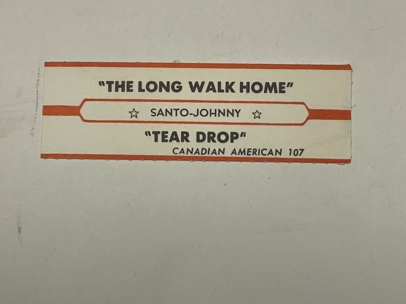 Jukebox Title Strip Santo & Johnny Long Walk Home Tear Drop