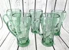 Coca Cola Heavy Green Glass Mug with Handle Libby Vintage Lot of 5