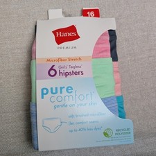 Hanes Hipsters Girls Size 16 Multi NWT Pure Comfort Microfiber 6-Pack G12HPN