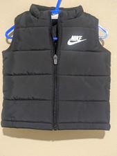 Nike Black Puffer Vest 9-12 Months Full Zip Insulated Logo Unisex Baby