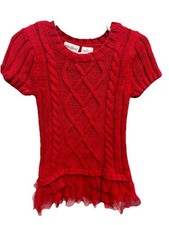 Kids R Us Vintage Red Knit Sweater Dress W/ Tulle Accents 3T