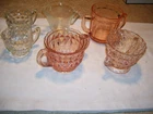 Lot of Pink & Clear Depression Glass Creamers & Sugars