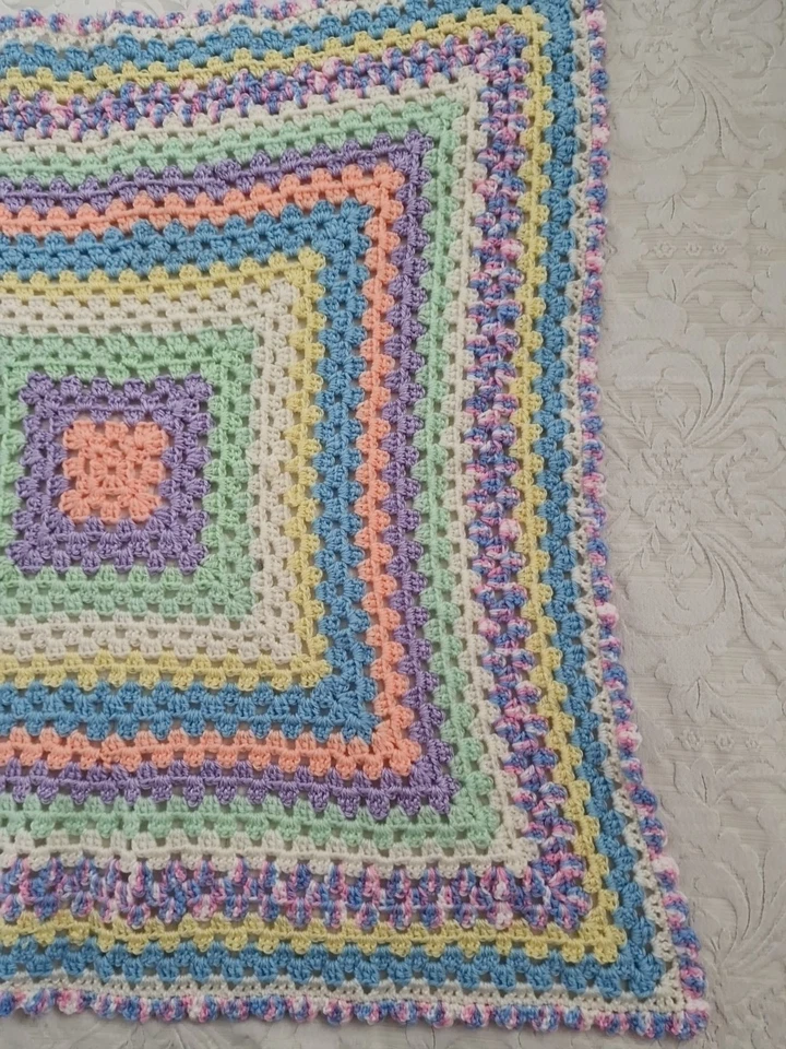 Knitted Crochet Knee Rug  Blanket Handmade Multicoloured 72x75cm Granny - Image 3 of 4