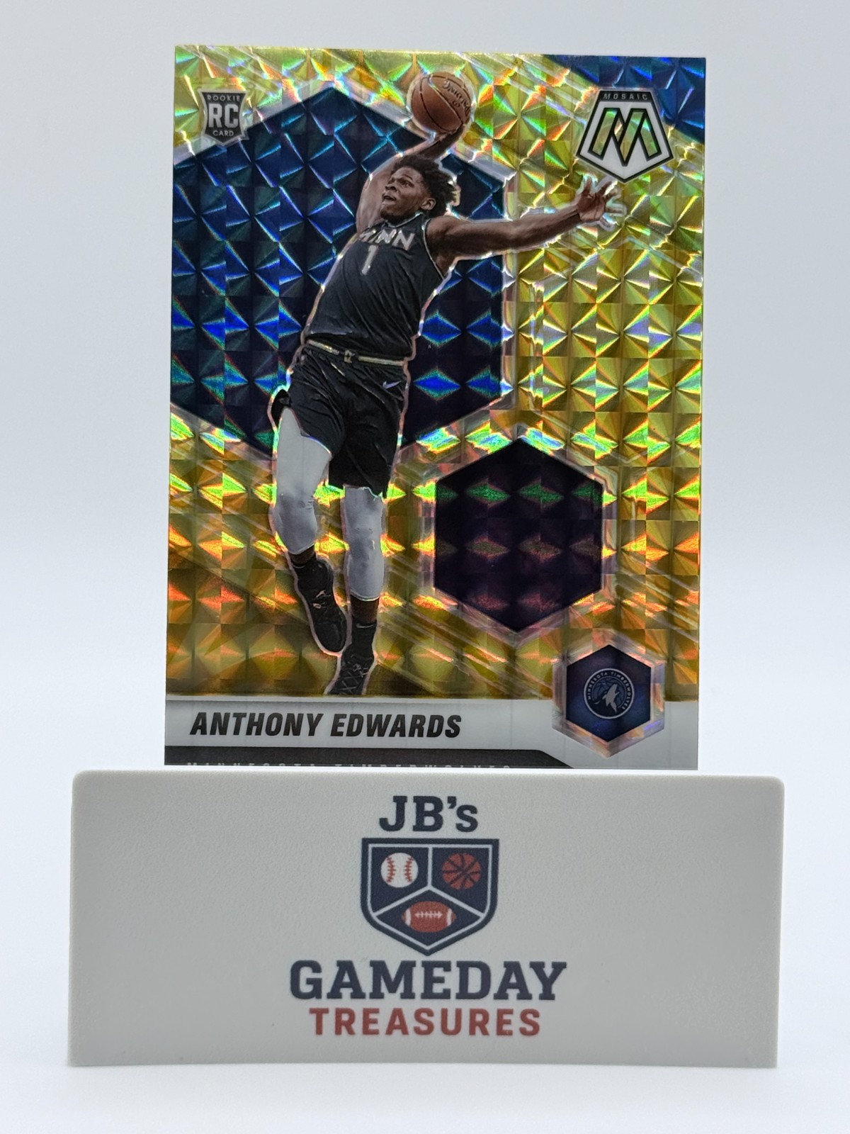 2020-21 Mosaic Anthony Edwards 201 Reactive Yellow Prizm Rookie Holo RC NM+