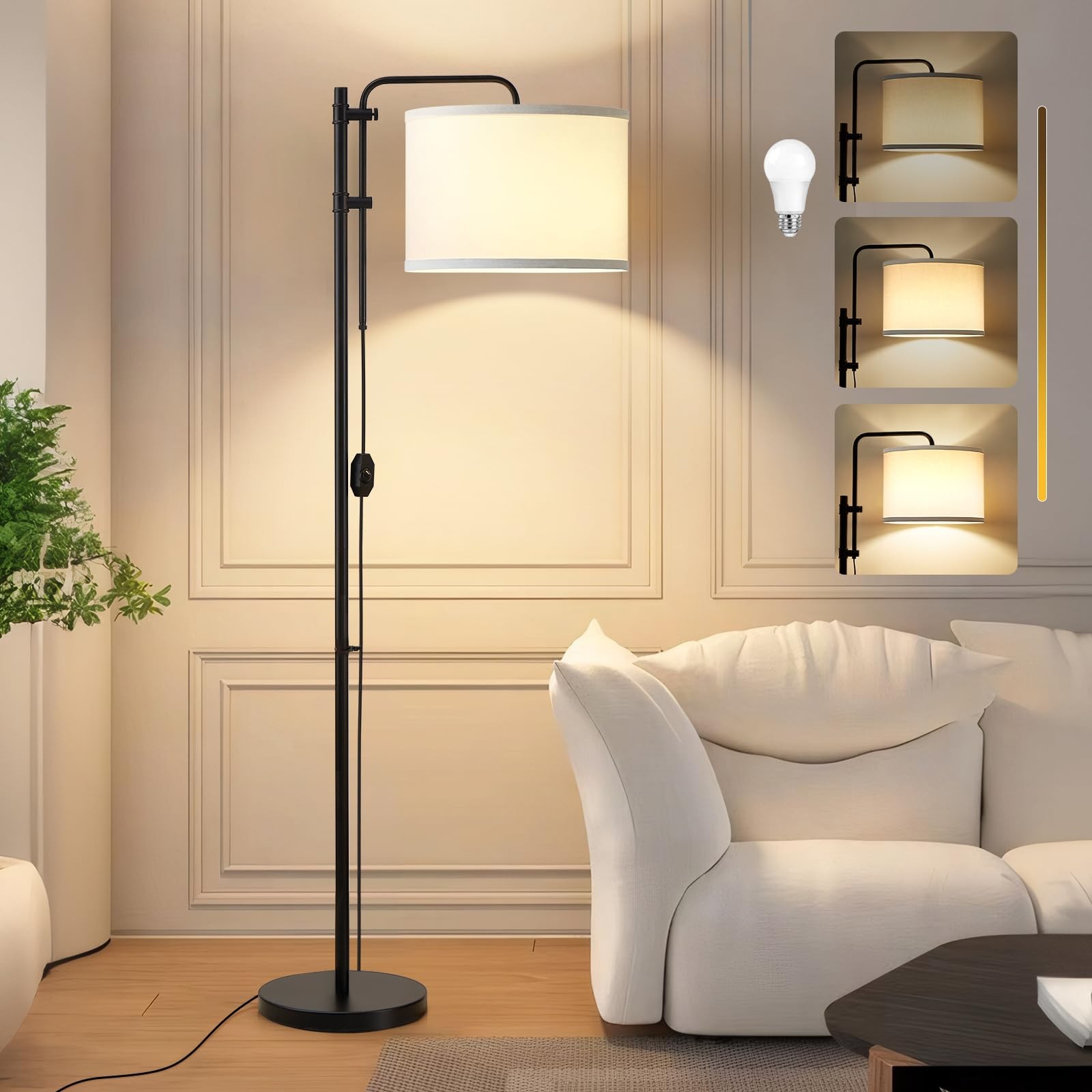 Adjustable Height Floor Lamp for Living Room with 350° Rotation-image