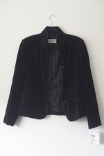 Vintage Horst Basler Black Velvet Silk Blazer Size 38 Gem Embroidered Exquisite