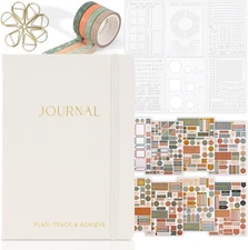 ZICOTO Ultimate All-in-One Journaling Kit - Incl. Journal Notebook With Linen Ha