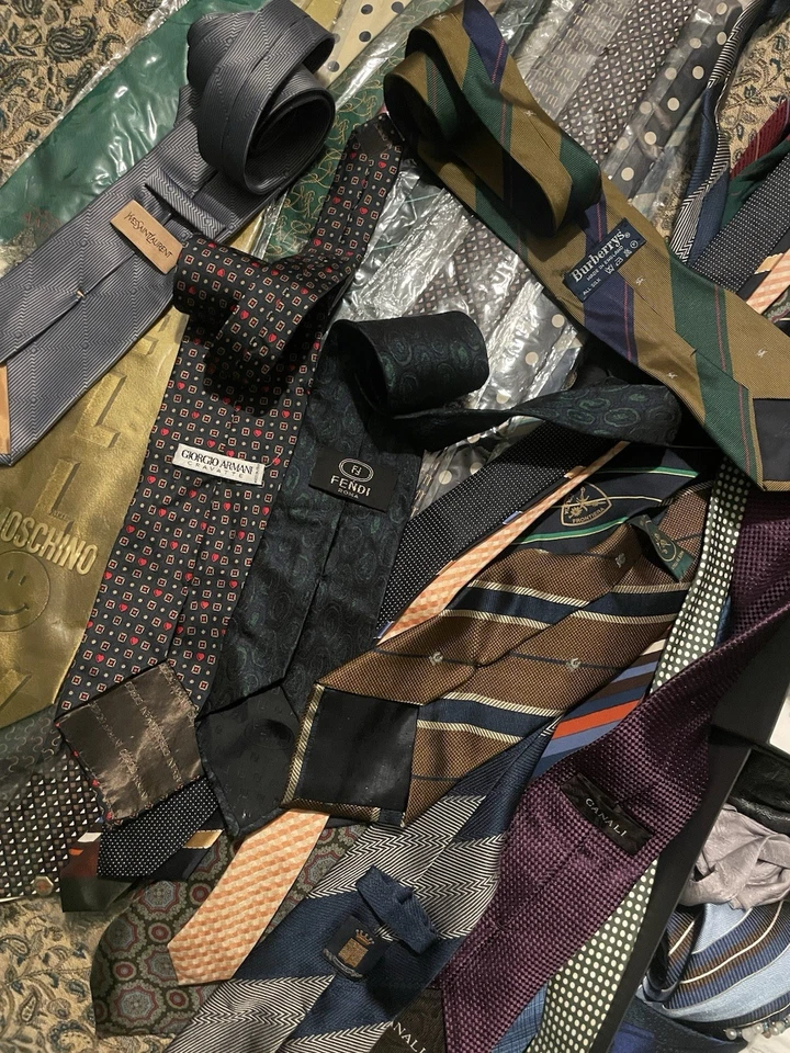 Lot of 45 Italian Silk Ties – Mixed Designer Brands – 16 New Foto 3 de 4
