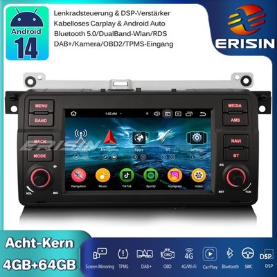64GB Android 14 Autoradio GPS DAB+ CarPlay Canbus BMW 3er E46 M3 Rover 75 MG ZT