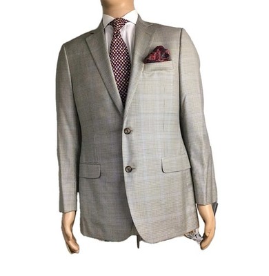 Brooks Brothers Fitzgerald Brookscool Men Beige Wool Houndstooth Sport Coat 40R 
