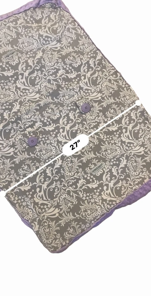 Car Seat Canopy Purple & Gray Baby Carseat Fleece Minky Back - Image 3 of 4