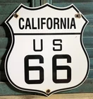 VINTAGE US ROUTE 66 CALIFORNIA 13” PORCELAIN SHIELD HIGHWAY ROAD GAS SIGN