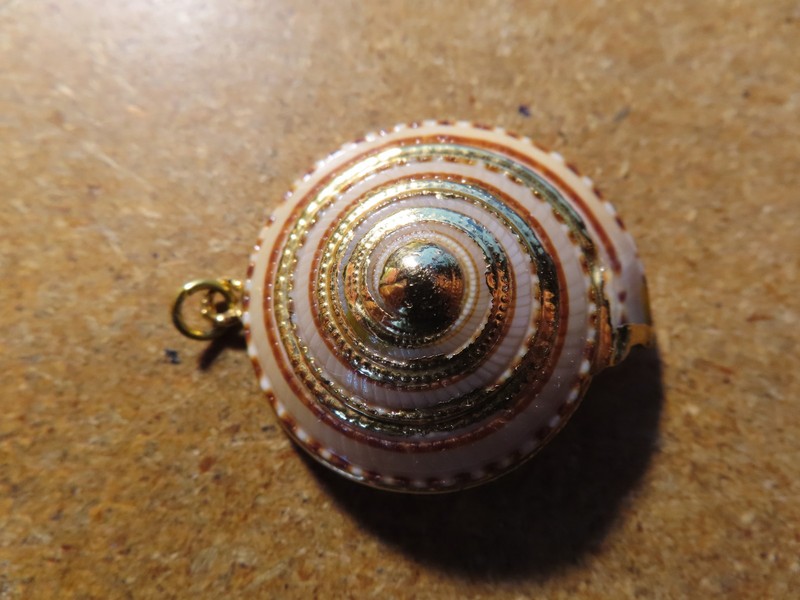 Unique 10K Gold Accented Bohemian Shell Pendant; About 1.75" Long; 9.5 grams
