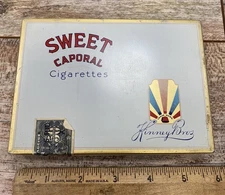 Vintage SWEET CAPORAL - KINNEY BROS Flat 50 Cigarette Empty Tin Box, W/ Stamp