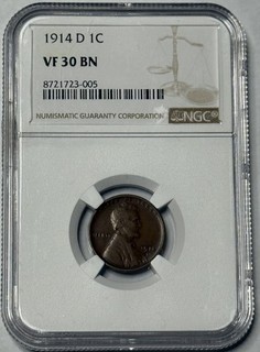 1914 D Lincoln Wheat Cent NGC VF30 BN BEAUTIFUL SCARCE WHEAT CENT!!