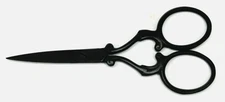 Matte Black Embroidery Scissors shears 4" total length Decorated Handles