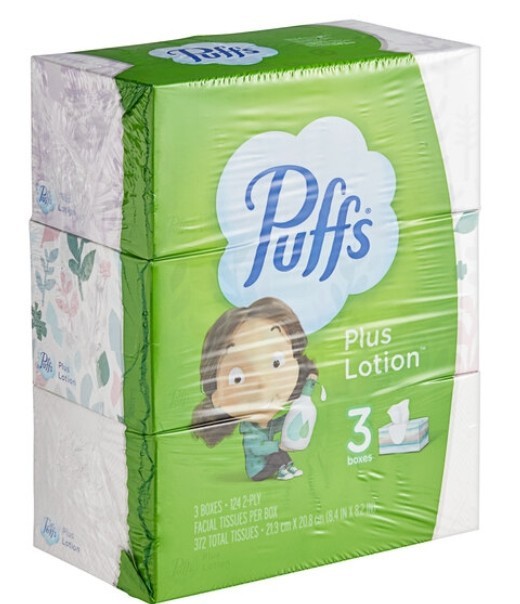 Puffs 3-Count Plus Lotion Facial Tissue Boxes