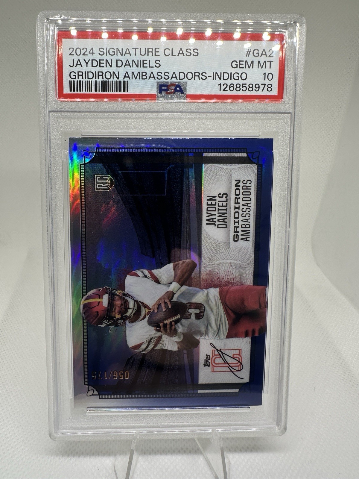 Jayden Daniels Topps Signature Class Gridiron Ambassadors #GA2 Indigo