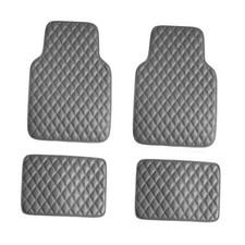 Faux Leather Car Floor Mats   Universal Fit PU Leather Floor Mats Diamond Gray