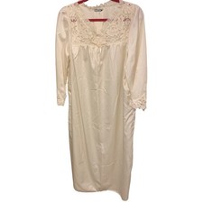 Bert Yelin for Iris Ivory Lace Trim Long Sleeve Nightgown L nighty pj's women's