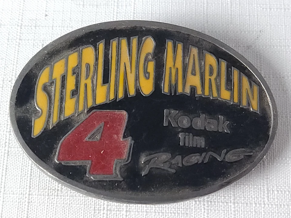 Hebilla de cinturón vintage Sterling Marlin NASCAR Racing edición especial años 90 peltre Foto 2 de 4