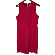 J Crew F2467 Pink Floral Lace Round Neck Sleeveless Dress Size 12 Women's NEW