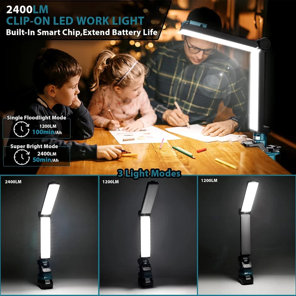Cordless LED Work Light For Makita 18V LXT Li-Ion Battery with USB 30W 2400LM US - Image 4 of 4