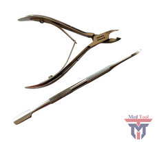CUTICLE NIPPER PUSHER INGROWN TOENAIL LIFTER PEDICURE NAIL CARE TOOLS 2 PC