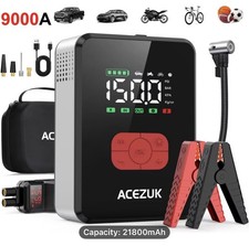 9000A Starthilfe Powerbank 21800mAh + Kompressor 150PSI & LED Display