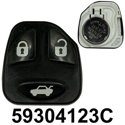 ORIGINAL GEBRAUCHT SAAB 9-3/9-5 3 TASTEN FERNBEDIENUNG SCHLÜSSELANHÄNGER EINSATZ 59304123C (FUNKTIONIERT)